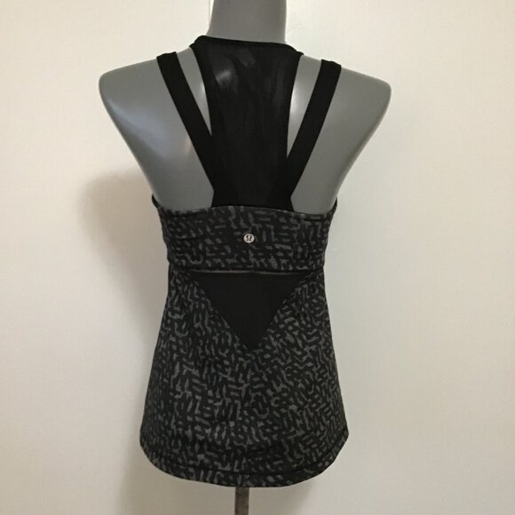 Lululemon Running In The City Tank Heathered Net Pop Black Multi Size 8 - Picture 4 of 11